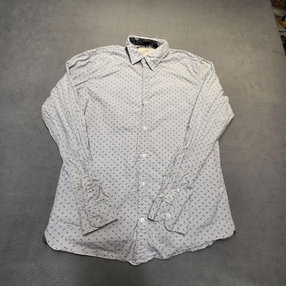 Native Code Shirt Mens L Blue Striped Impeccable Fit Long Sleeve Button Up